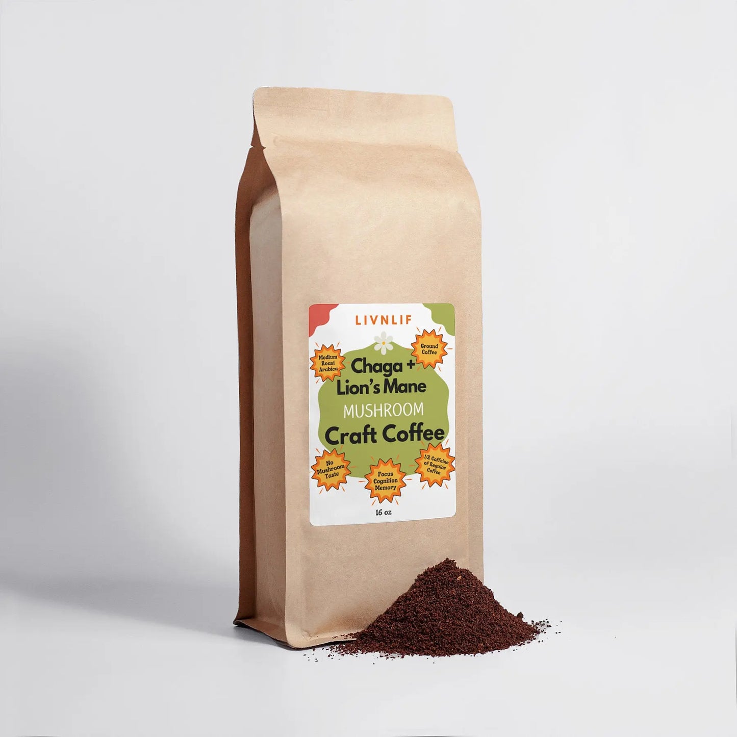 Mushroom Coffee - Chaga & Lion's Mane 16oz LIVNLIF