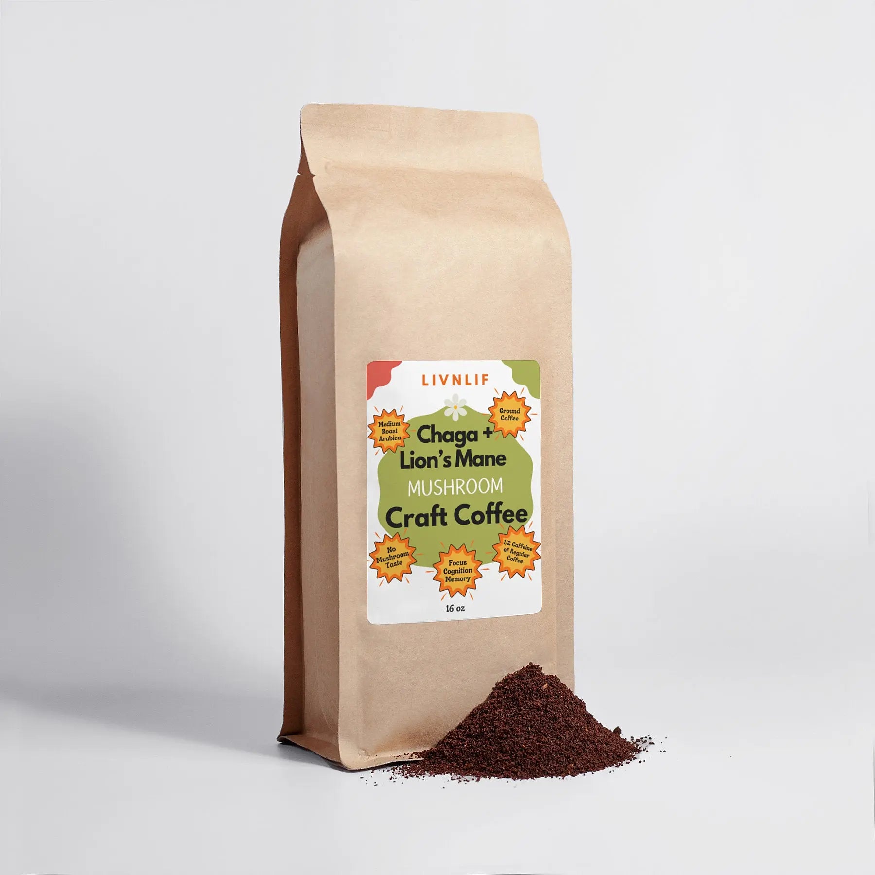 Mushroom Coffee - Chaga & Lion's Mane 16oz LIVNLIF