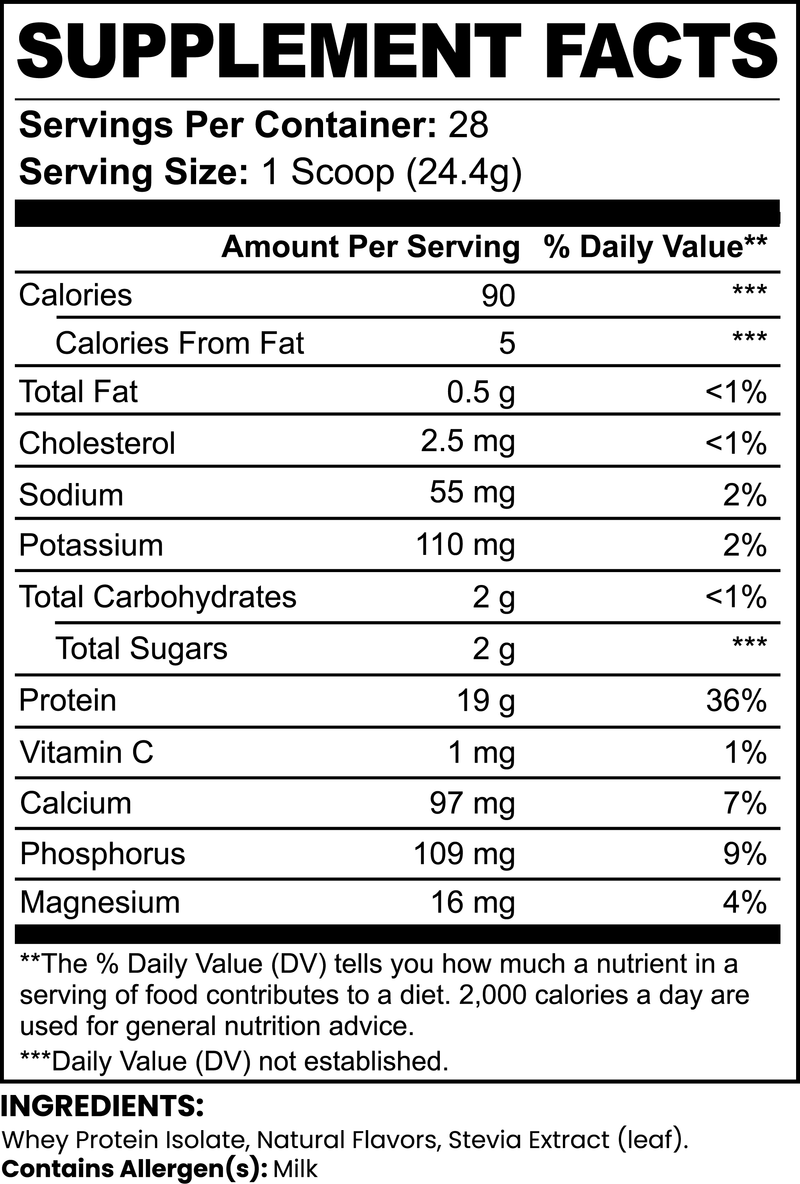 Whey Protein Isolate (Vanilla) Supplement Facts