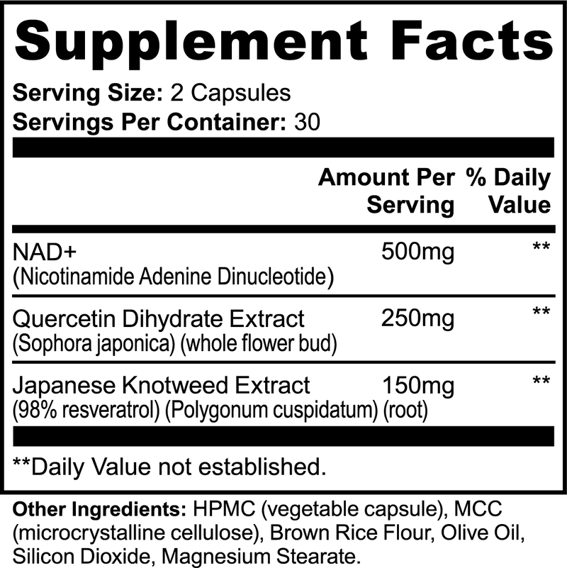 NAD+ Supplement Facts